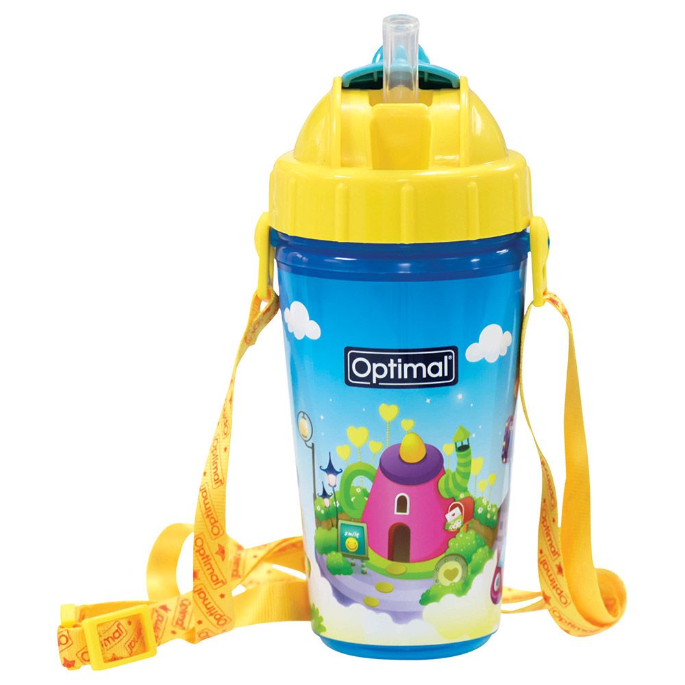 Optimal - Silicone Straw Bottle - Blue - 250ml