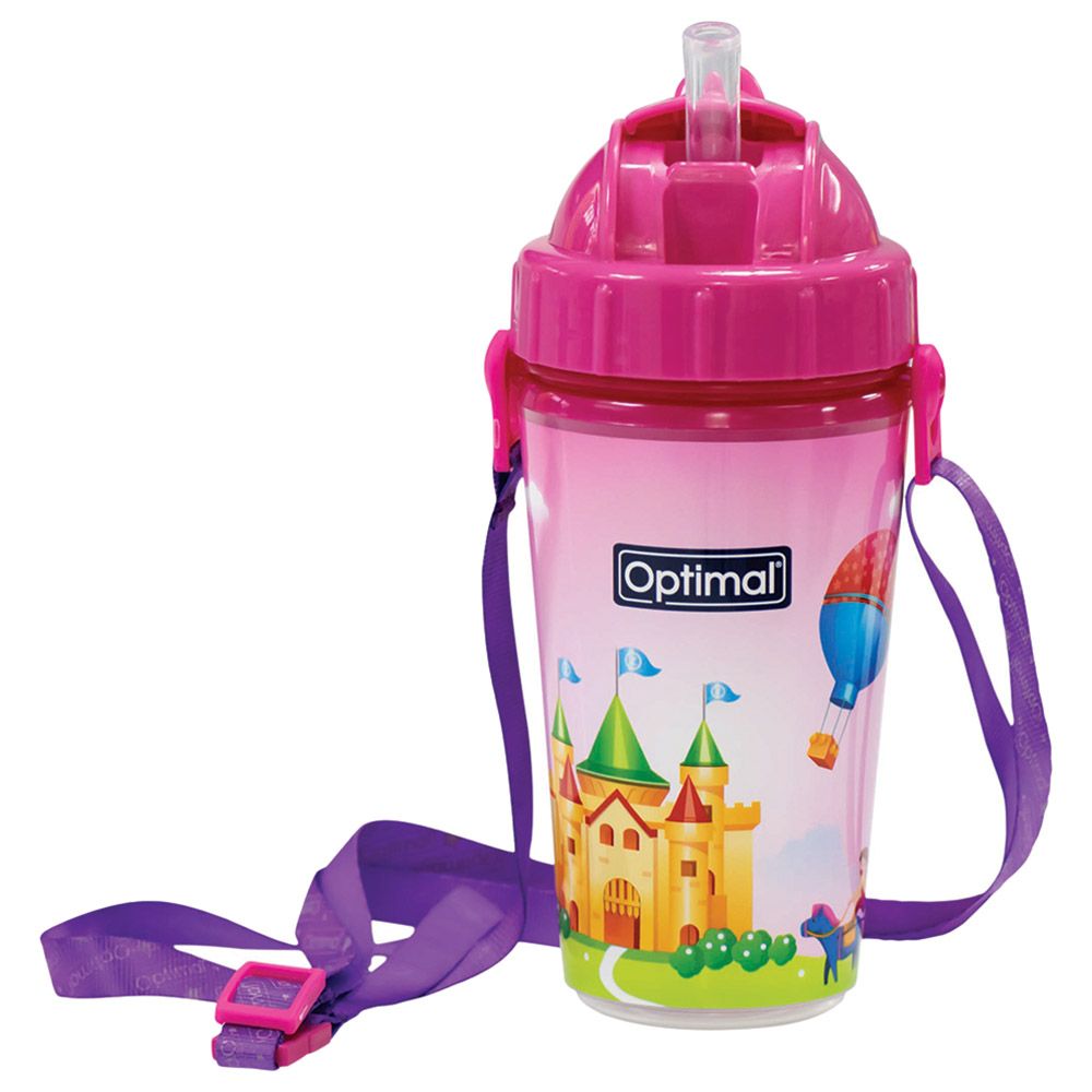 Optimal - Silicone Straw Bottle - Pink - 250ml