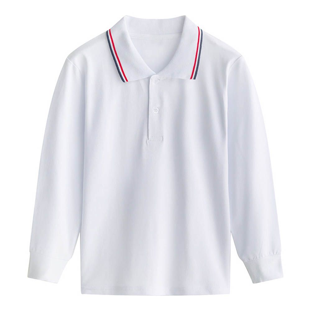 Sugar Rush - Solid Classic Full Sleeves Polo T-Shirt - White