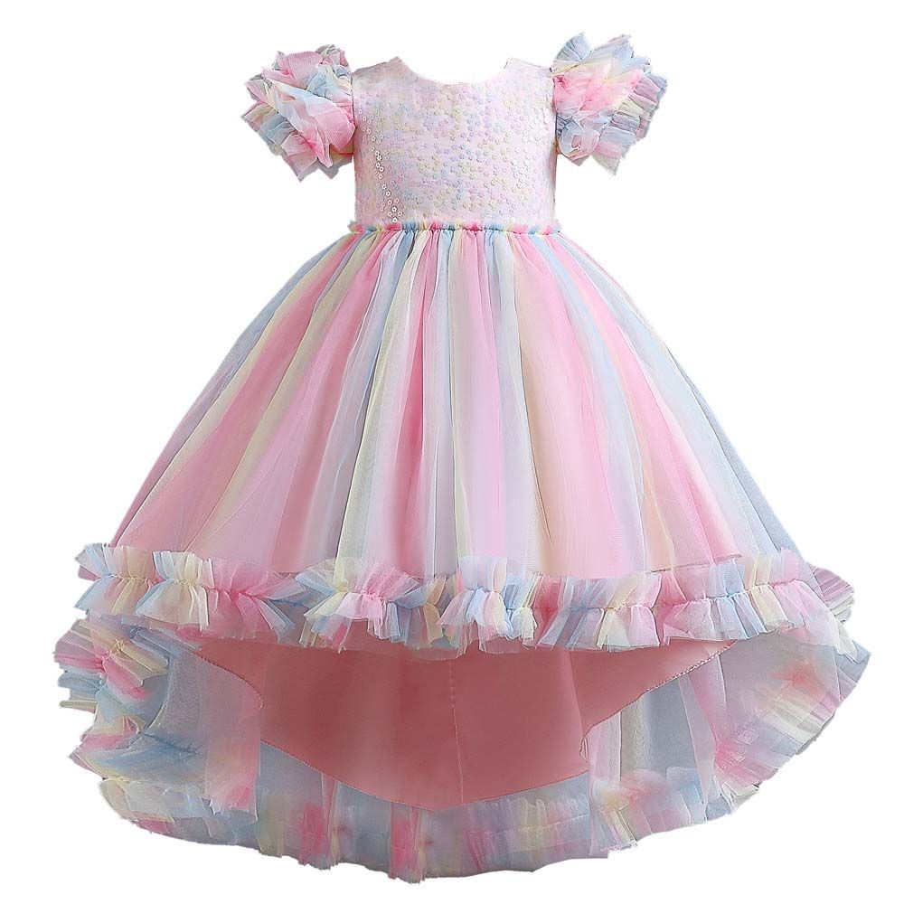 Sugar Rush - Embellished Short Sleeves Party Dress - Pink
