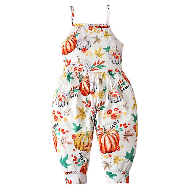 Sugar Rush - Girls Halloween Square-Neck Jumpsuit - White
