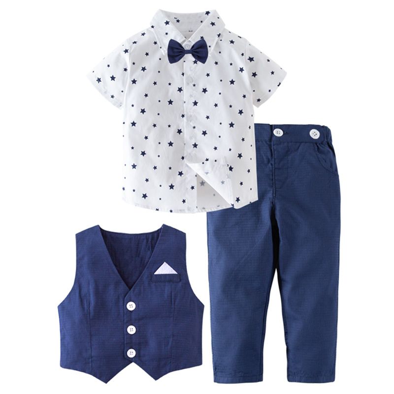 Sugar Rush - 3pc-Set - Star Print Shirt, Waistcoat & Pants - Navy