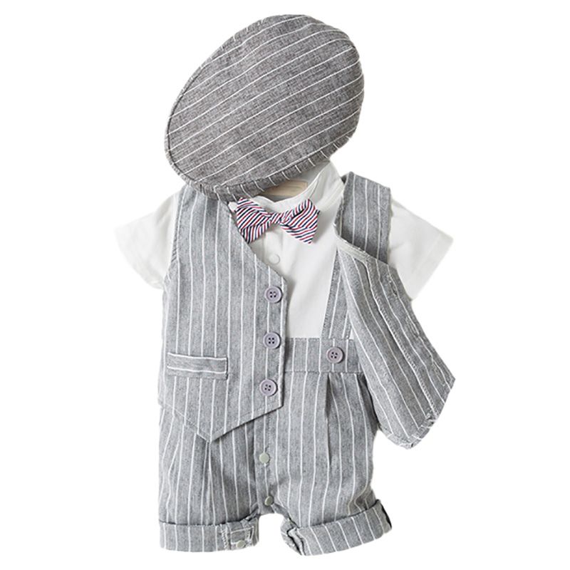 Sugar Rush - Classic Short Sleeves Romper - Grey_3m-18m