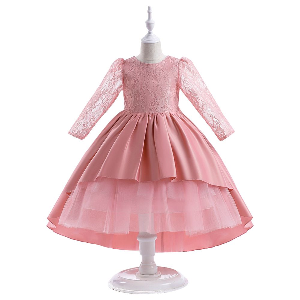 Sugar Rush - Laced Short Sleeves Party Dress - Pink