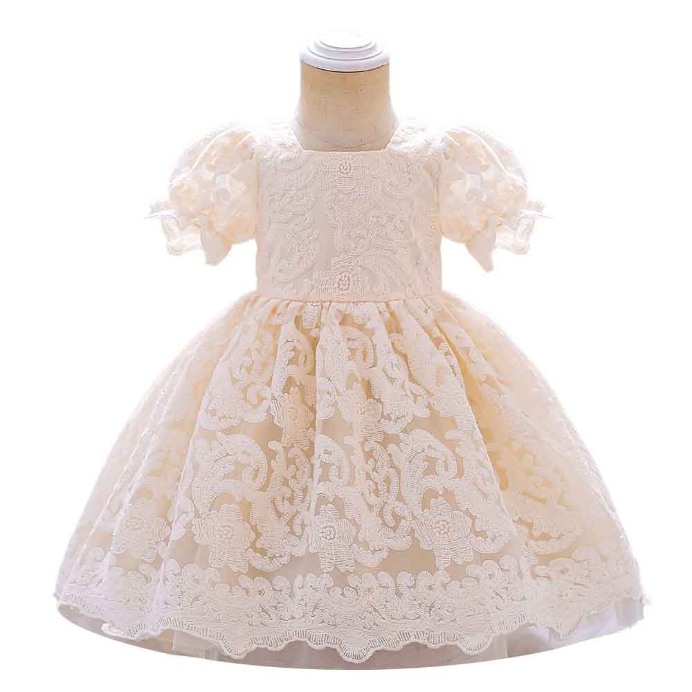 Sugar Rush - Flared Short Sleeves Party Dress - Champagne