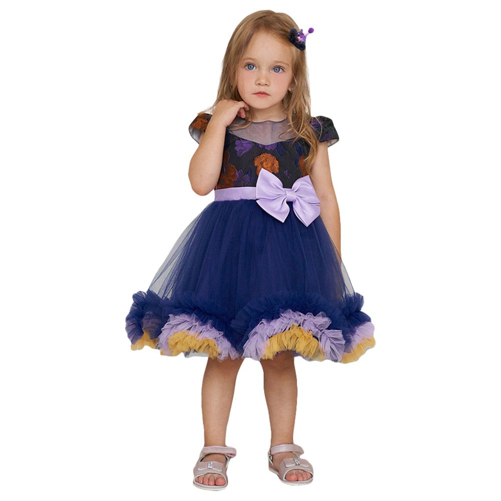 Sugar Rush - Appliqued Short Sleeves Halloween Party Dress - Blue