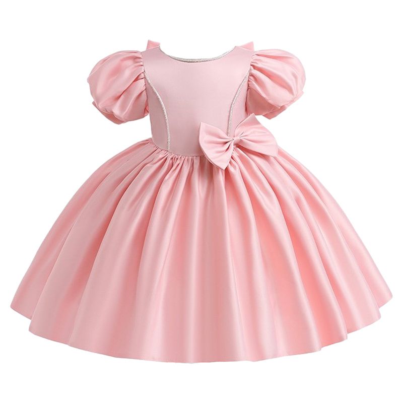 Sugar Rush - Appliqued Short Sleeves Party Dress - Pink