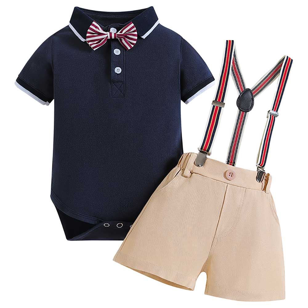 Sugar Rush - 2pc-Set - Short Sleeves Bodysuit & Shorts - Black