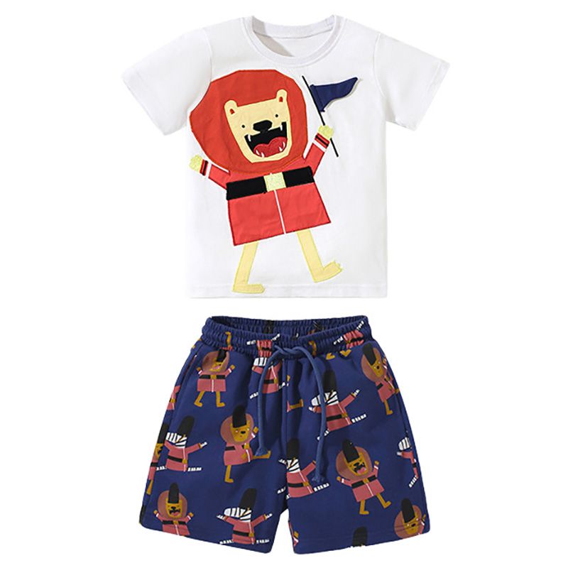 Sugar Rush - 2pc-Set - Embellished T-Shirt & Shorts - White/Blue