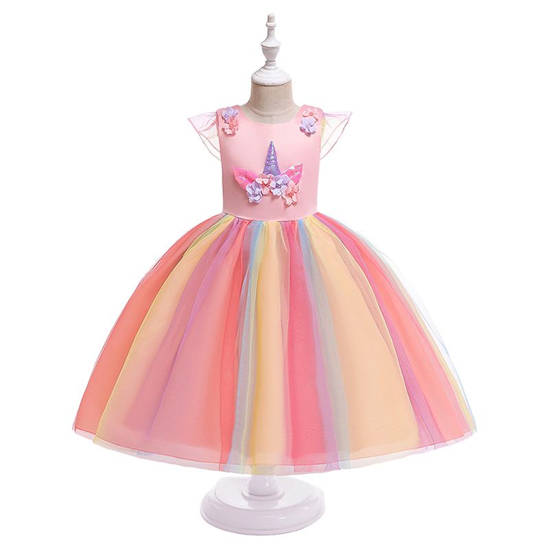 Sugar Rush - Unicorn Cap Sleeves Party Dress - Pink