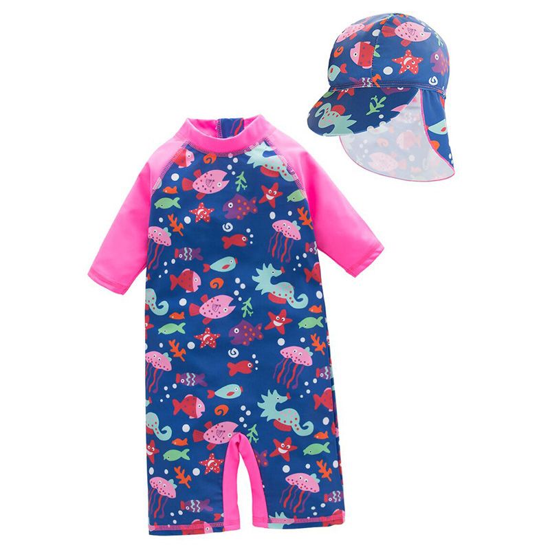 Sugar Rush - Multi-Color Print Bodysuit + Swimcap