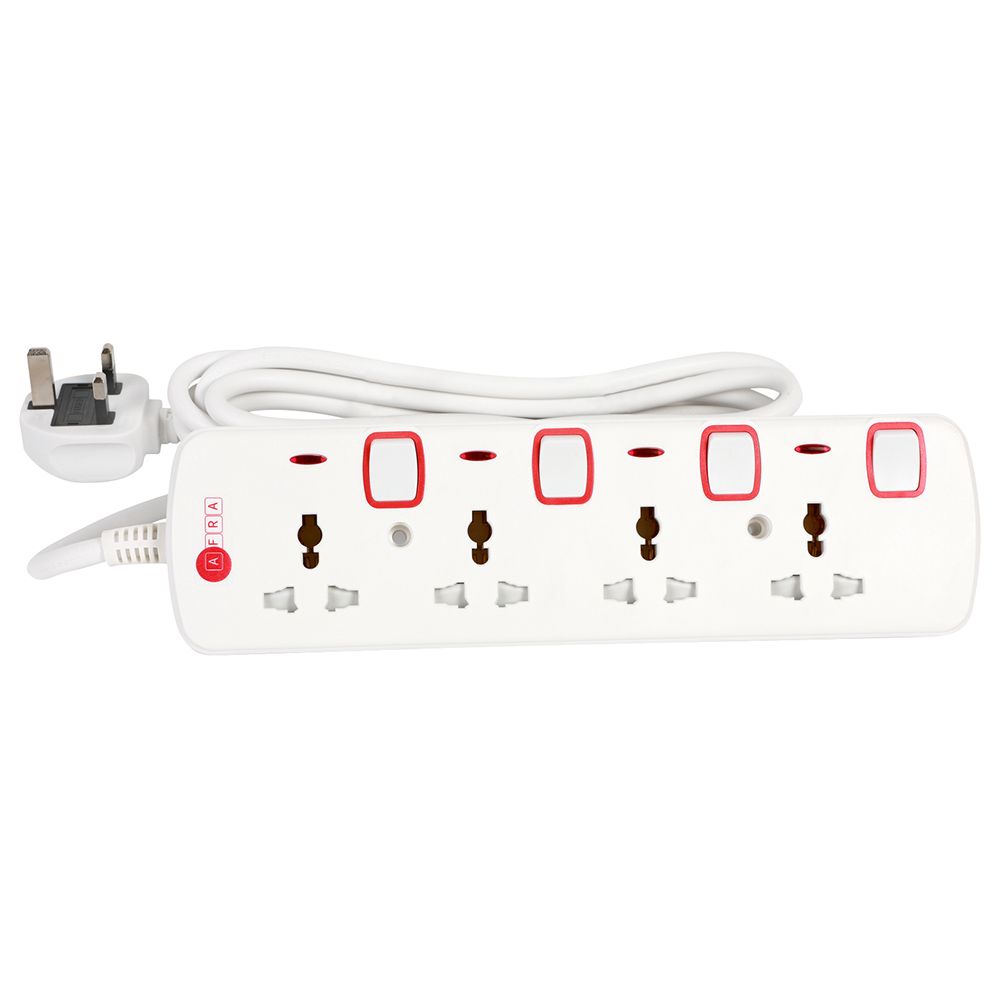 AFRA - Universal Extension Cord W/ 4 Sockets & Cable 5 Meter