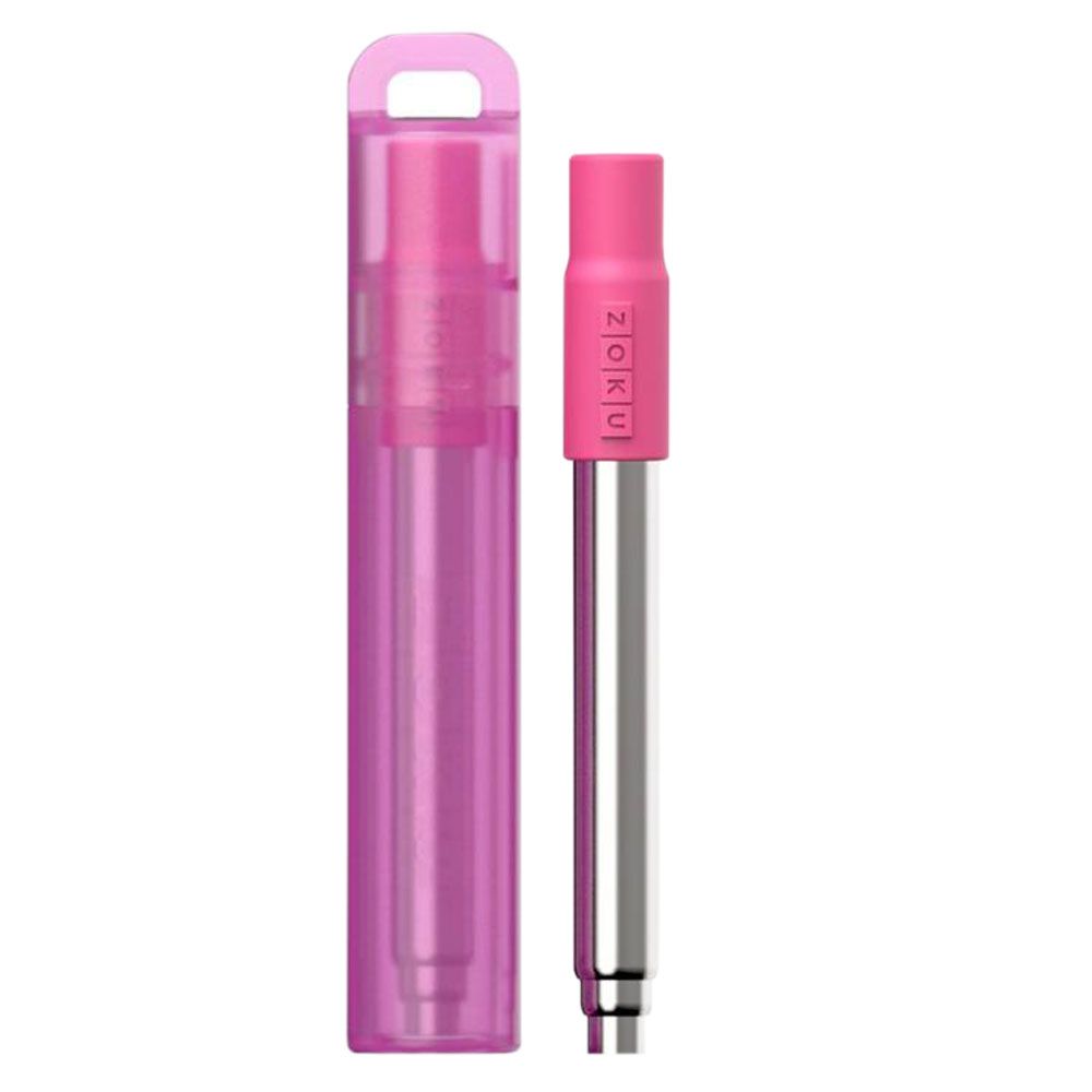 Zoku Pocket Straw W/ Case & Brush - Berry