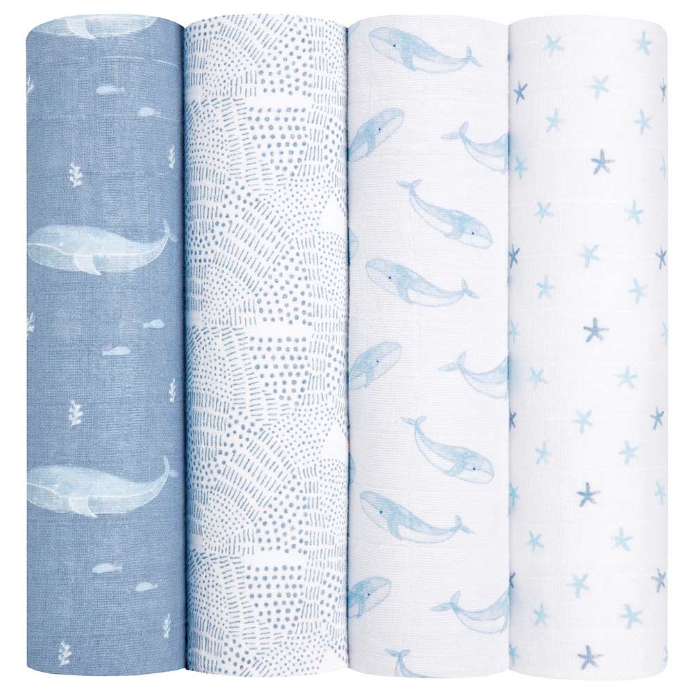 Aden + Anais - Large Swaddles - 4 Pack - Organic Cotton Muslin - Oceanic