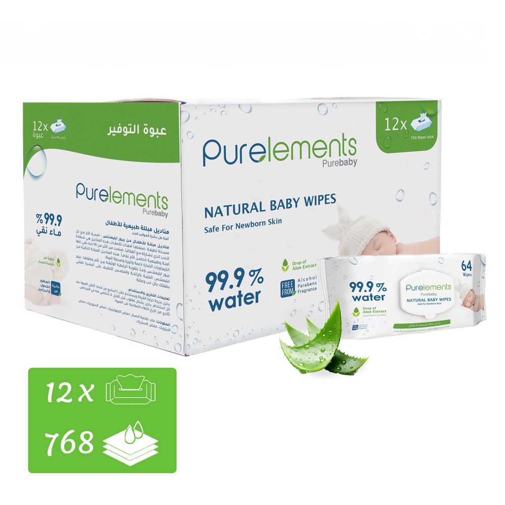 Purelements - Aloe Natural 99.9% Water Wipes - 768pcs
