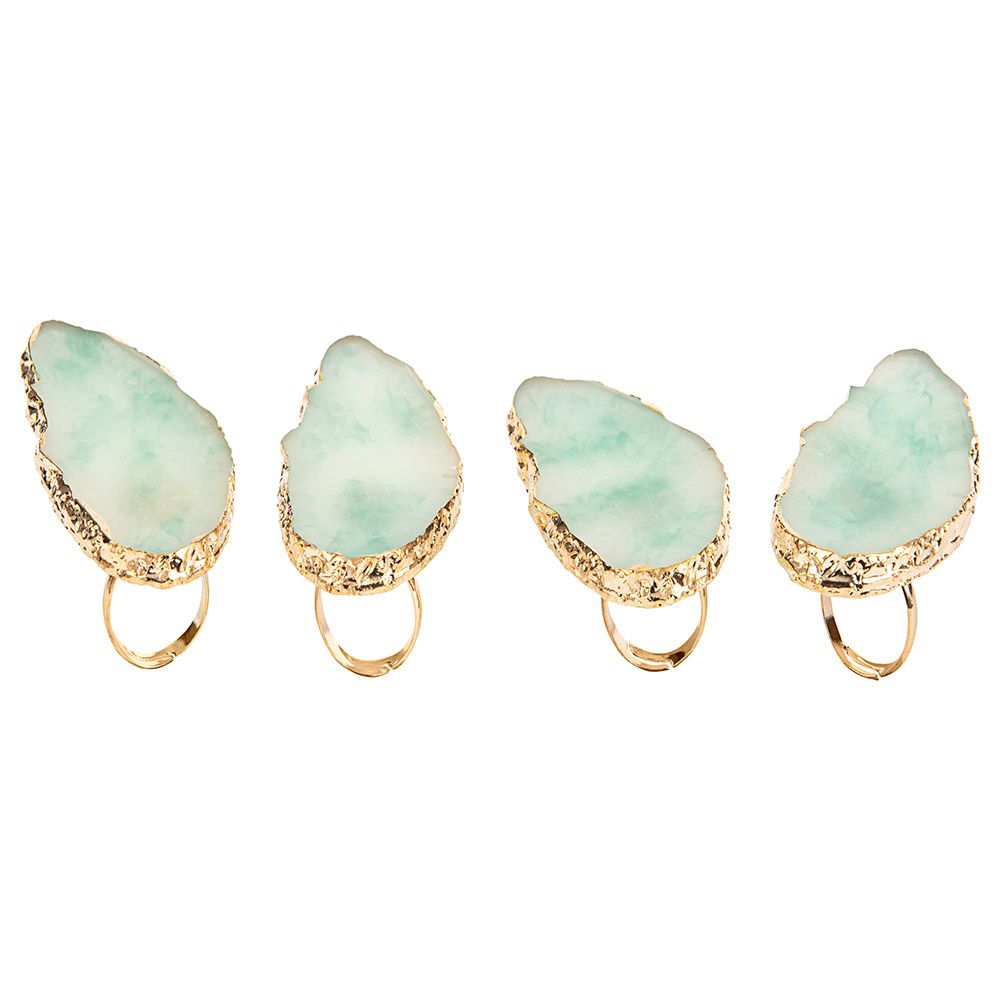 A'ish Home - Quartz Plastic Napkin Rings 4pcs Set - Green
