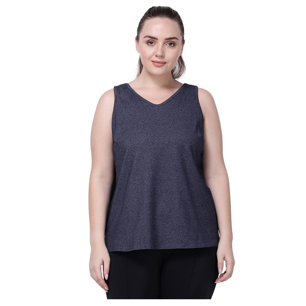 Studioactiv - Back String Tee Curvy - Grey Melange