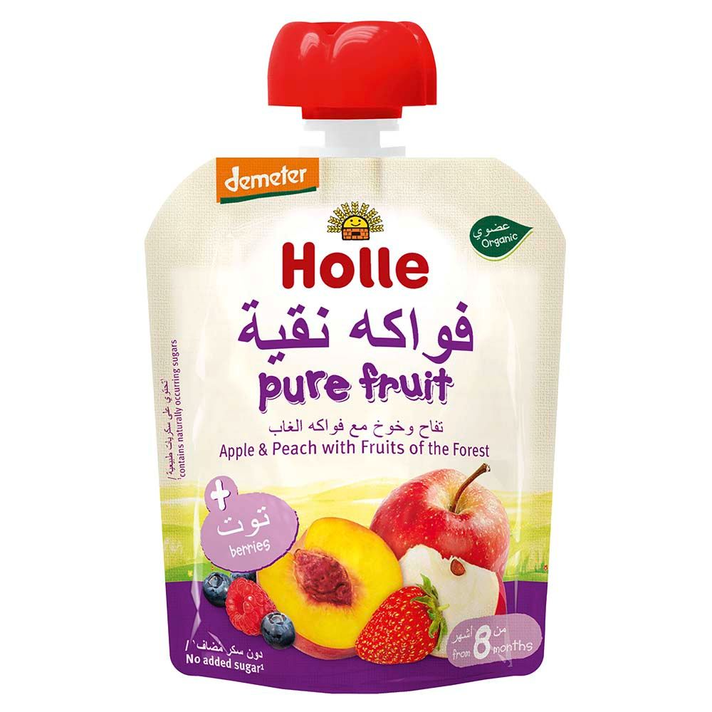 Holle - Pouch Apple Peach with Fruits of the Forest 100g