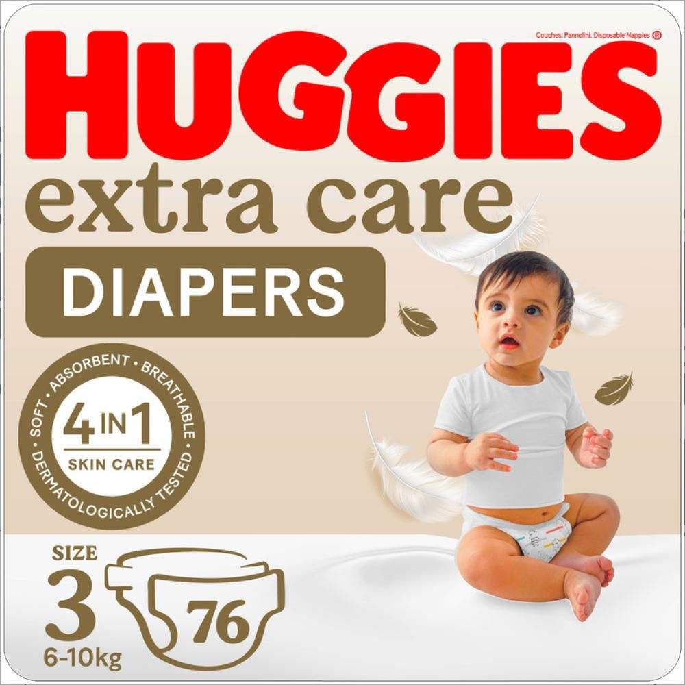 Huggies - Extra Care, Size 3, 6-10 kg, Jumbo Pack, 76 Diapers