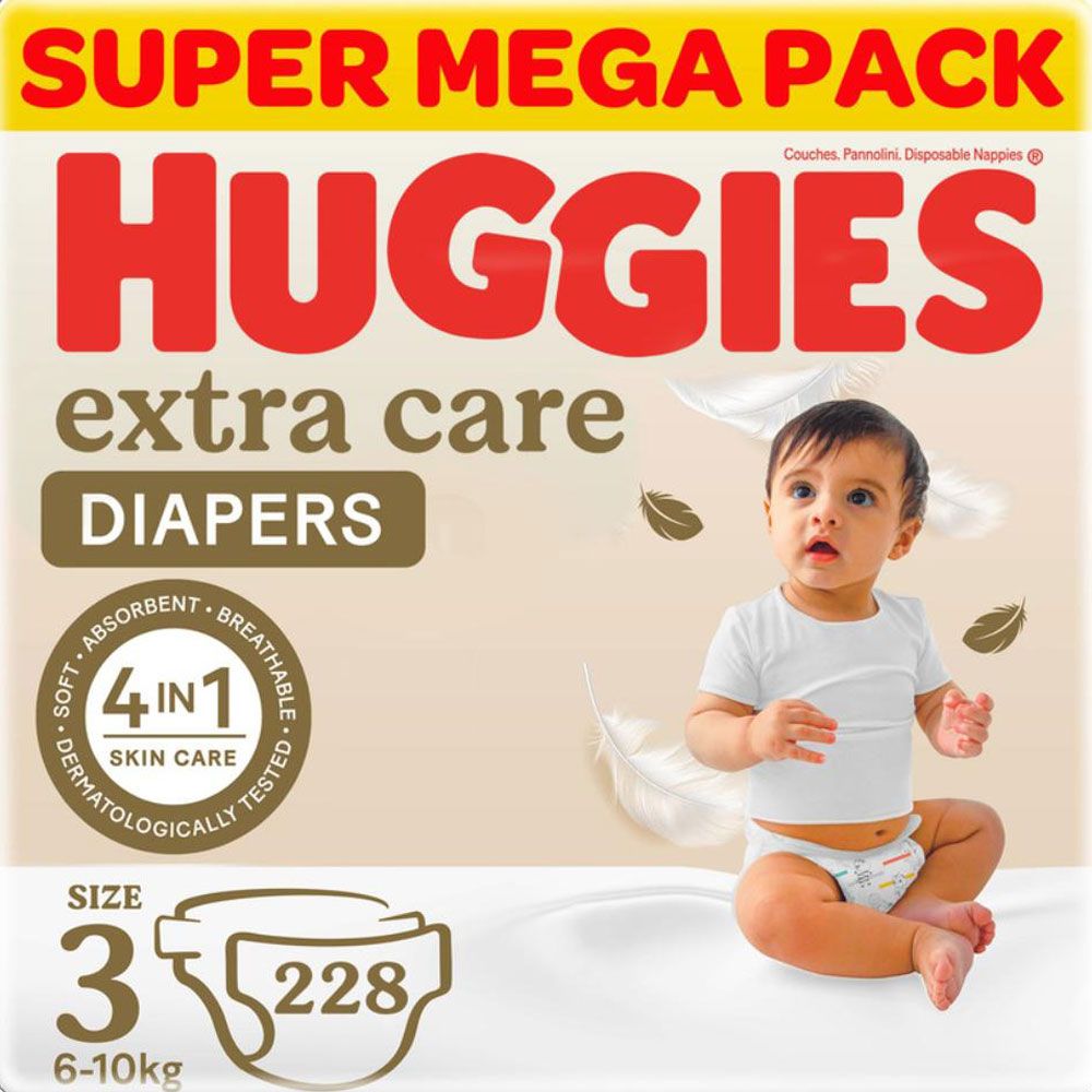Huggies - Extra Care, Size 3, 4 - 9 kg, Super Mega Pack, 228 Diapers