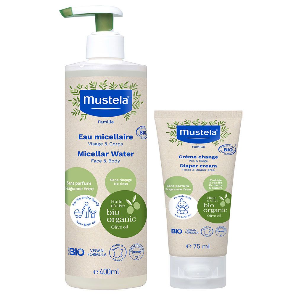 Mustela - Organic Diaper Cream 75ml and Micellar Water 400ml (Exclusive)