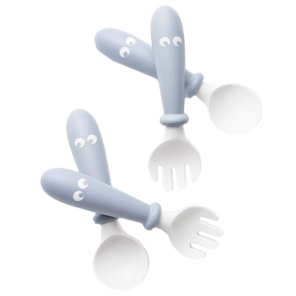 BABYBJORN - 4pcs Set Baby Spoon and Fork Powder Blue