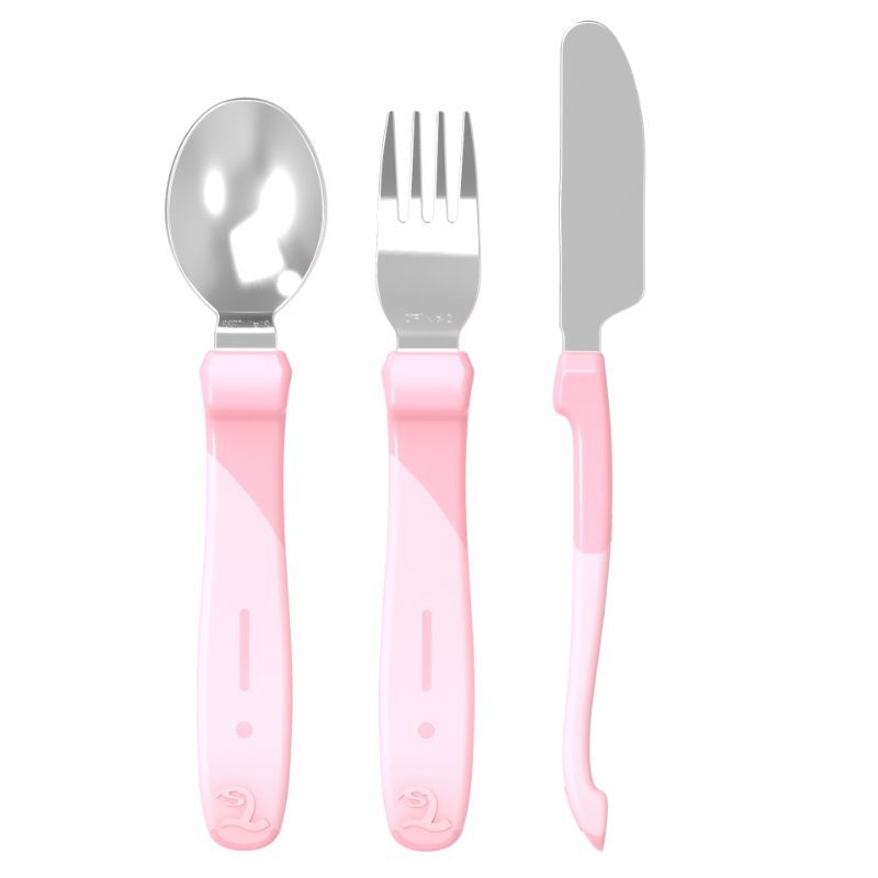 Twistshake Learn Cutlery Stainless Steel 12+m - Pastel Pnk