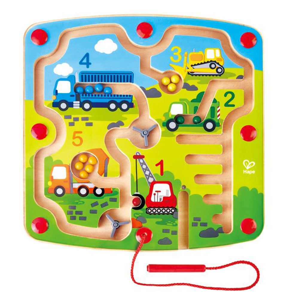 Hape - Construction & Number Wooden Magnetic Ball Maze w/ Wand