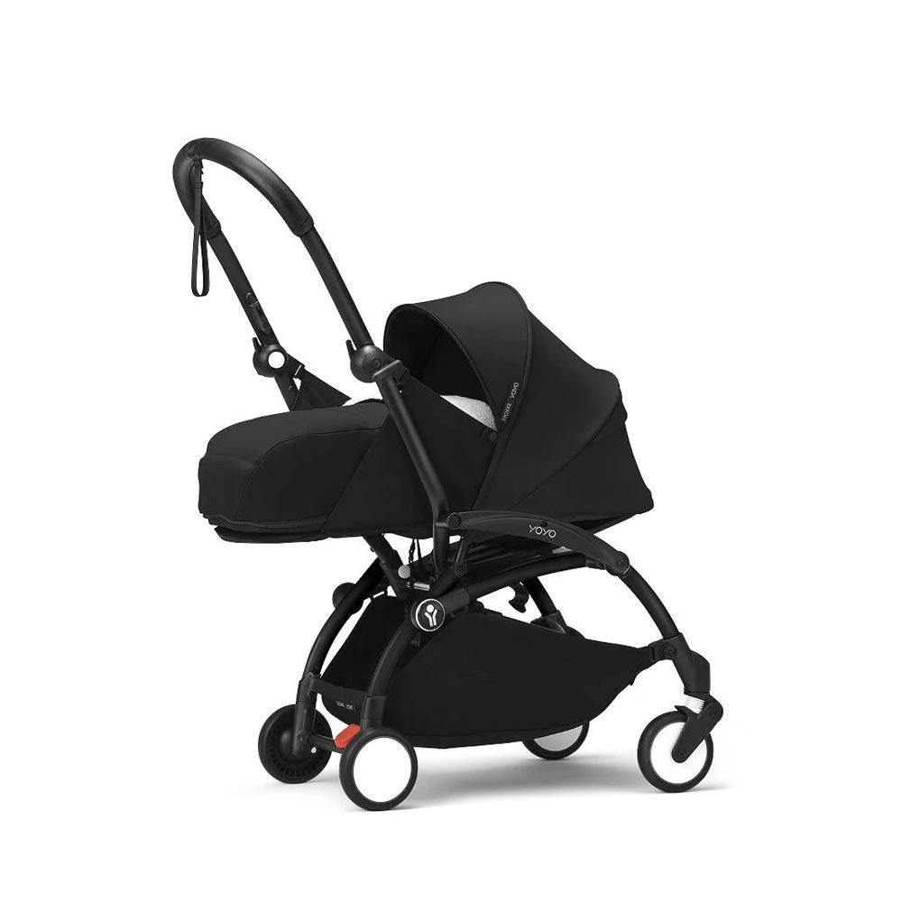Stokke - YOYO 3 Black/White Frame With 0+ Newborn Pack Stroller - Black/Taupe