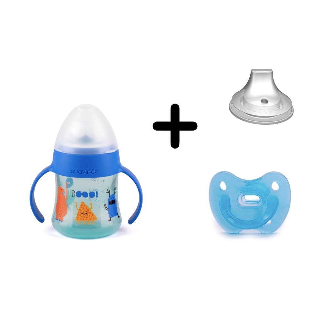 Suavinex - Bot Non Spill 150ml W/ Soother & Teat - Blue