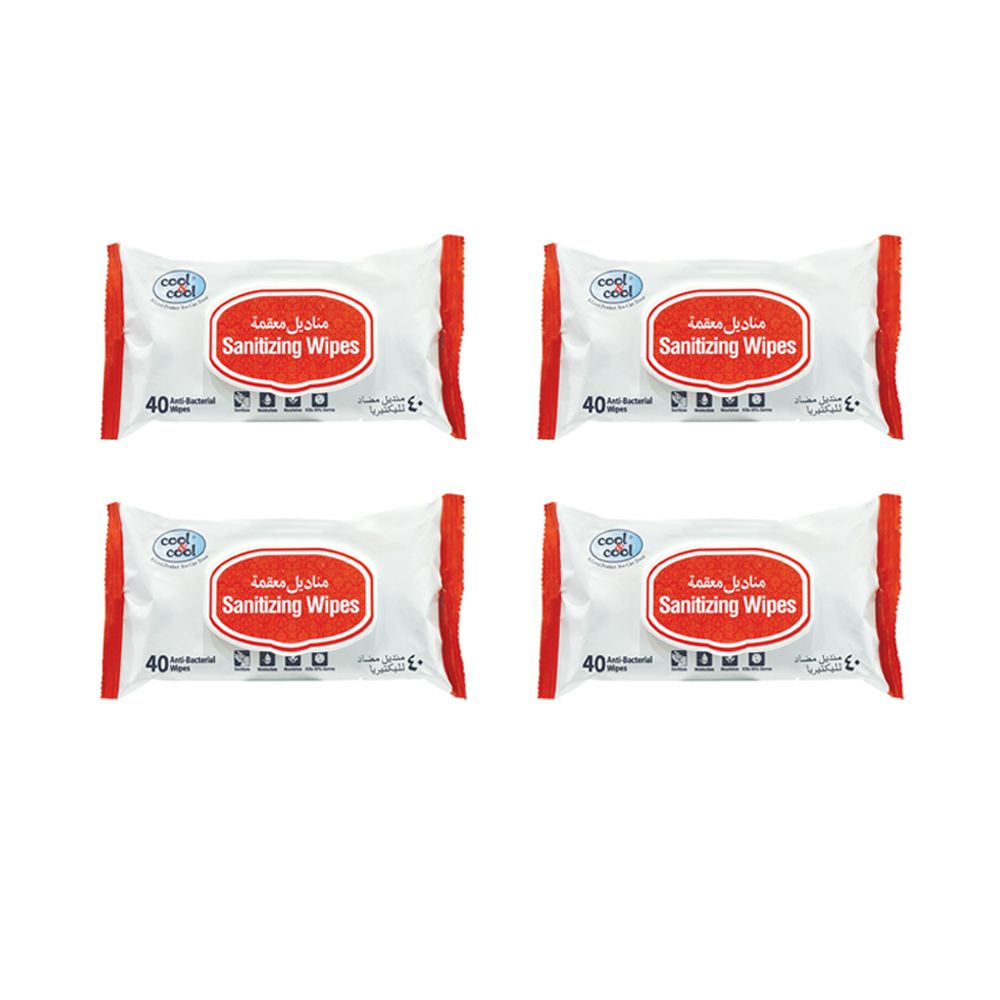 Cool & Cool - Sanitizing Wipes 40’s - Pack of 4