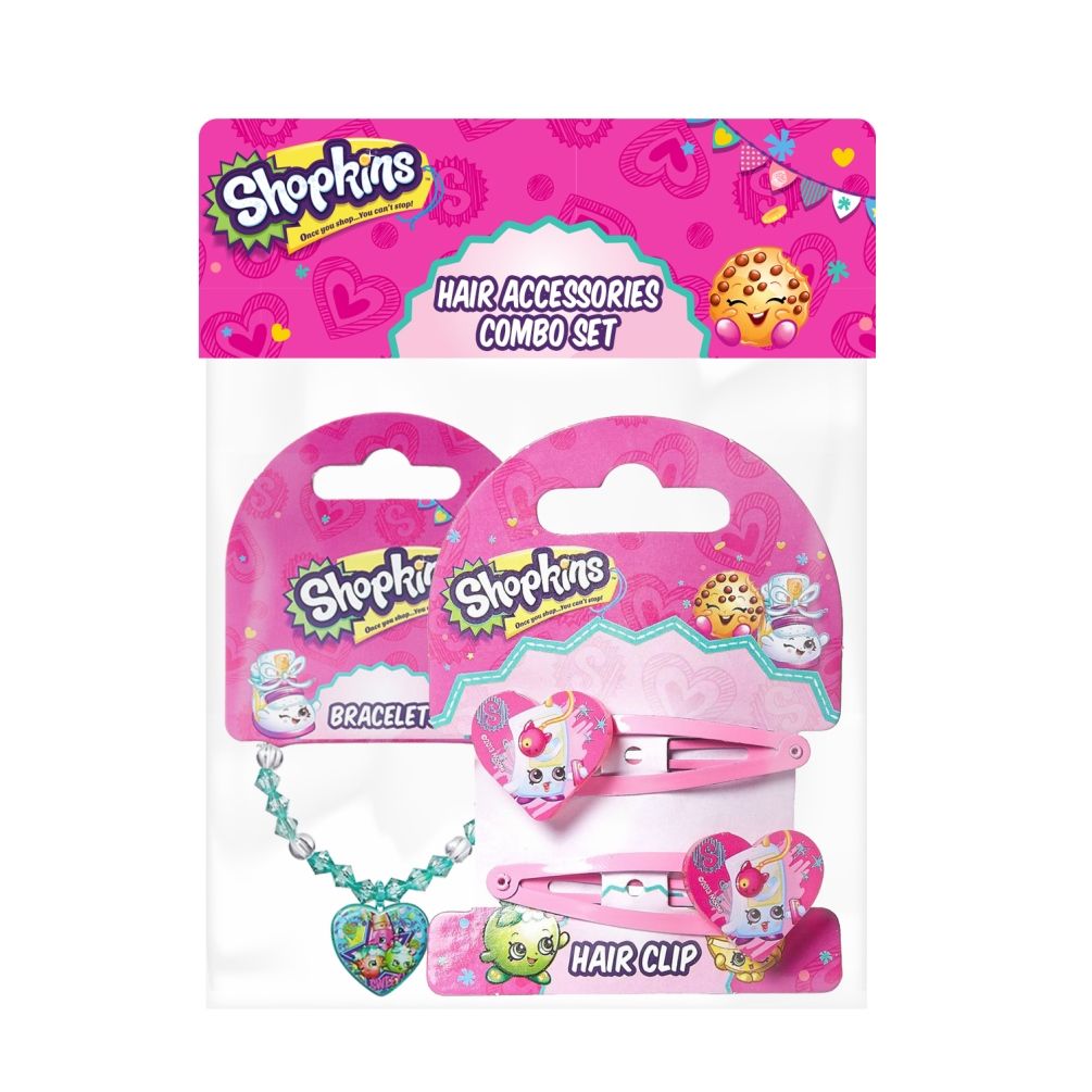 Shopkins - Bracelets Green & Hair Clips  MultiColor Combo