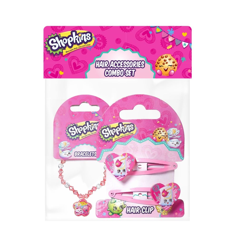 Shopkins - Bracelets Pink & Hair Clips  MultiColor Combo