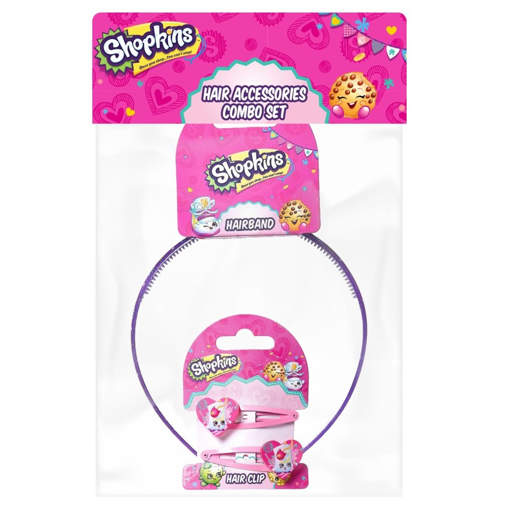 Shopkins - Hair Band Lavender & Hair Clips Multi-Color Combo