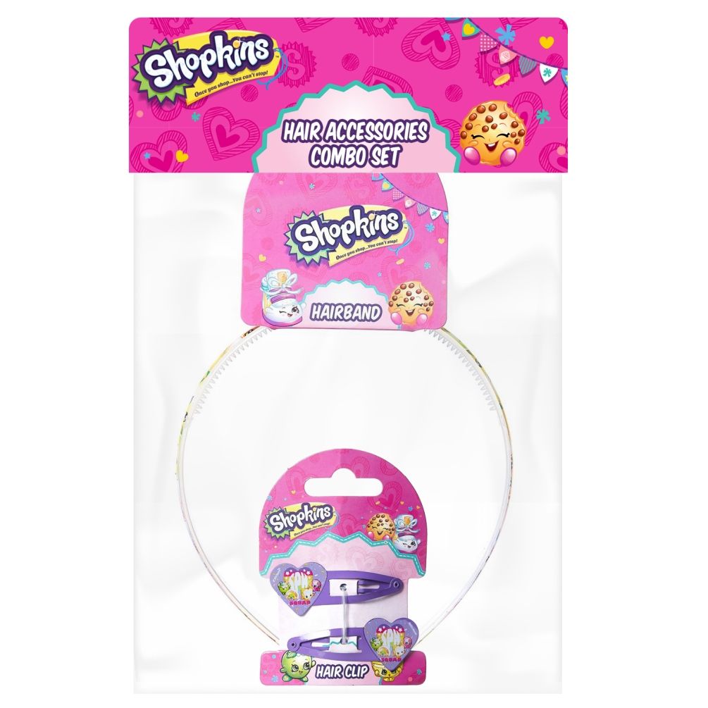 Shopkins - Hair Band Multi-Color & Hair Clips Lavender Combo