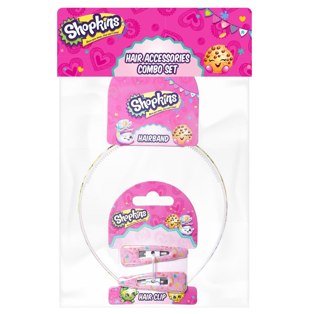Shopkins - Hair Band Multi-Color & Hair Clips Pink Combo