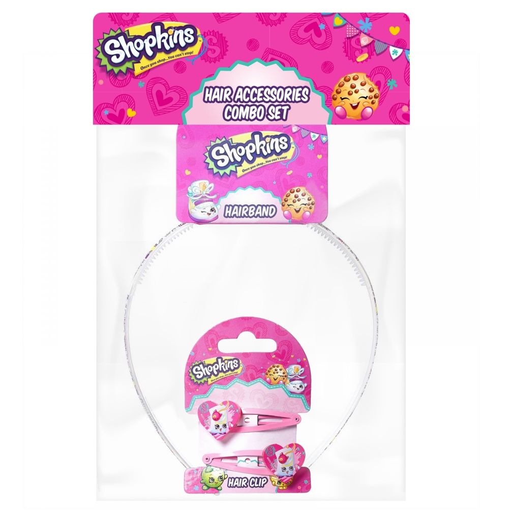 Shopkins - Hair Band White & Hair Clips Mutil-Color Combo