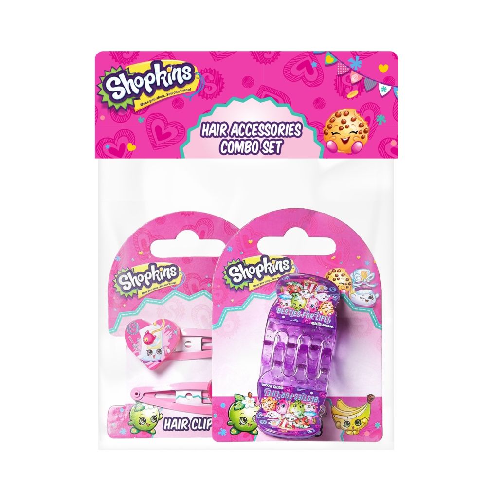 Shopkins - Hair Claws Lavender & Hair Clips Multi-Color Combo