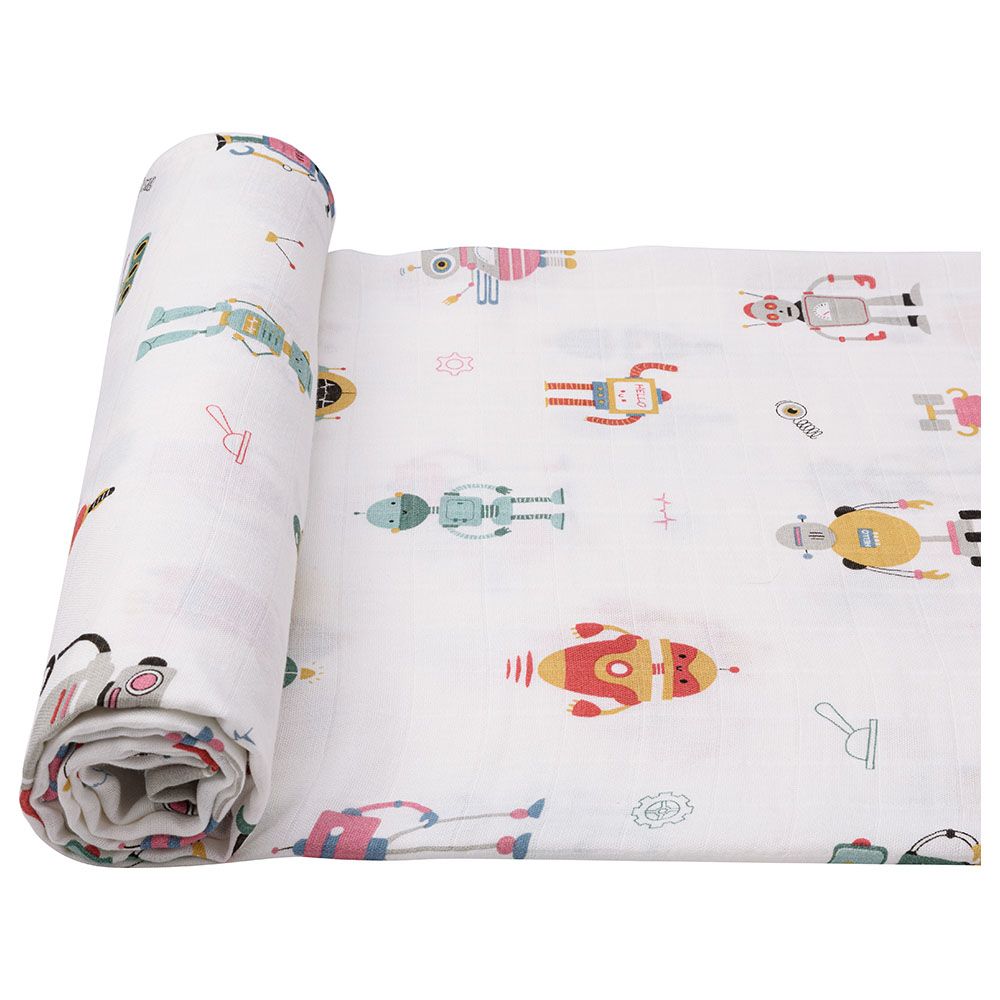Anvi Baby - Organic Bamboo Muslin Swaddle Wrap - Robo Land