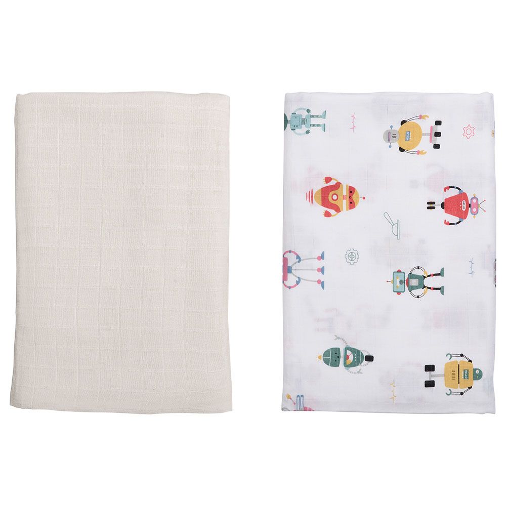 Anvi Baby - Set Of 2 Organic Bamboo Swaddle - Lunar Robots