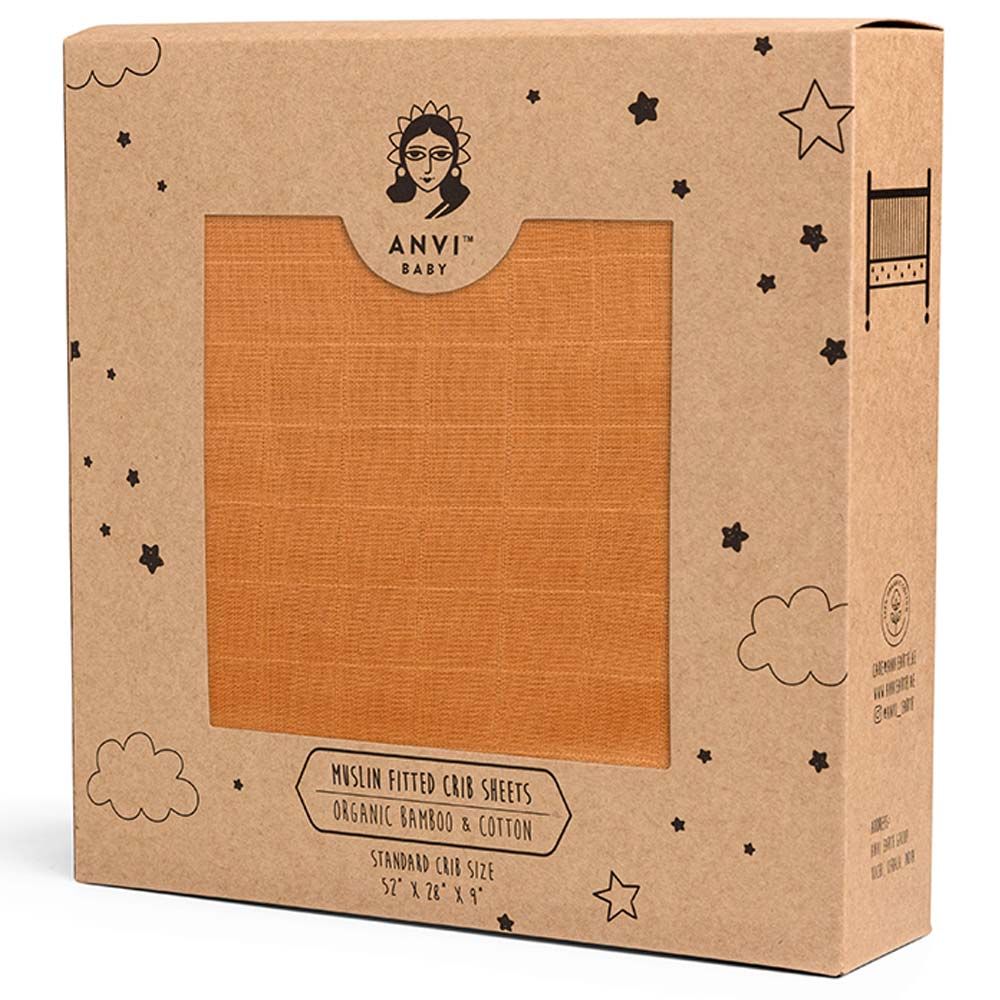 Anvi Baby - Organic Bamboo Muslin Fitted Sheet - Mustard