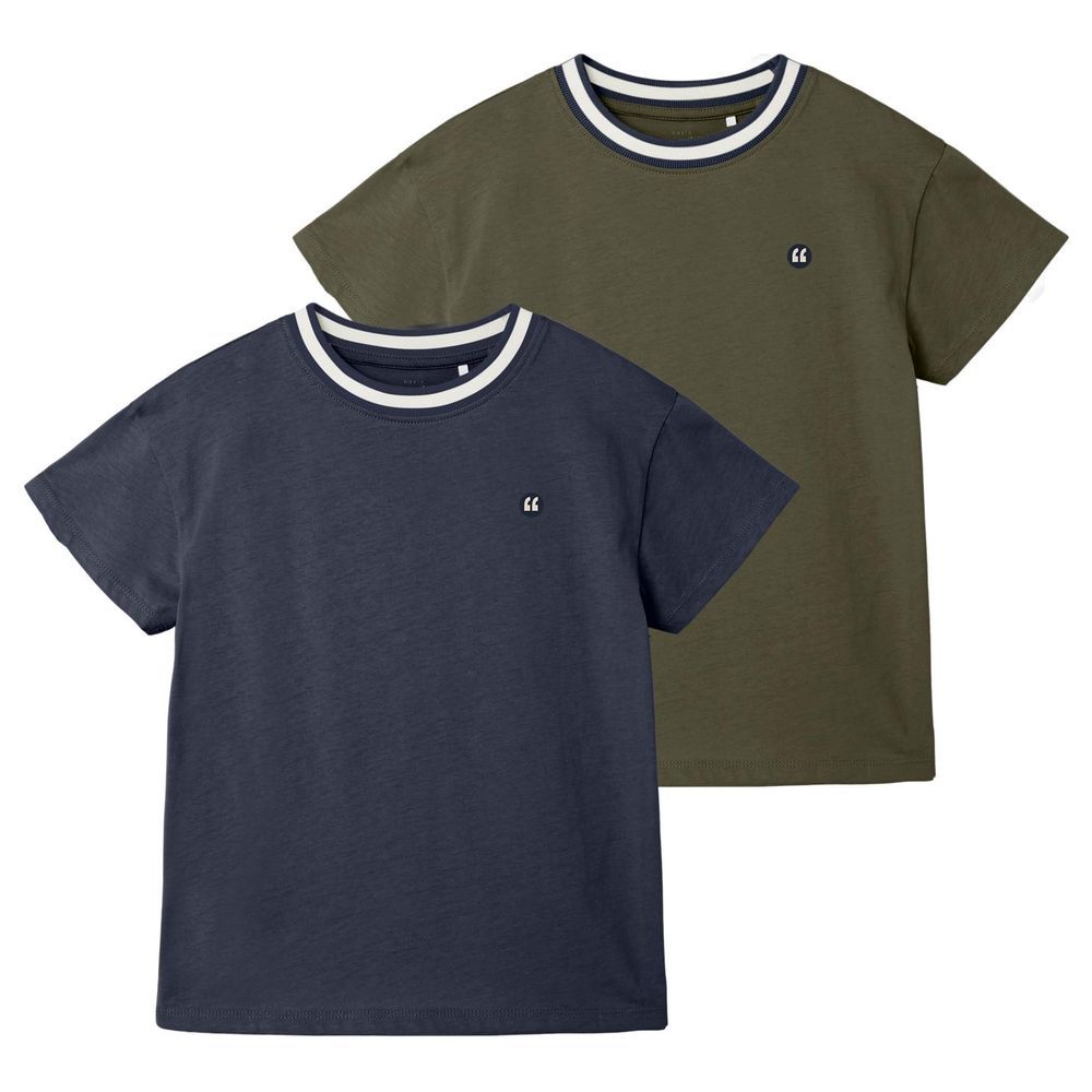 nameIt - 2-Pk Short sleeve Boxy Top - Blue