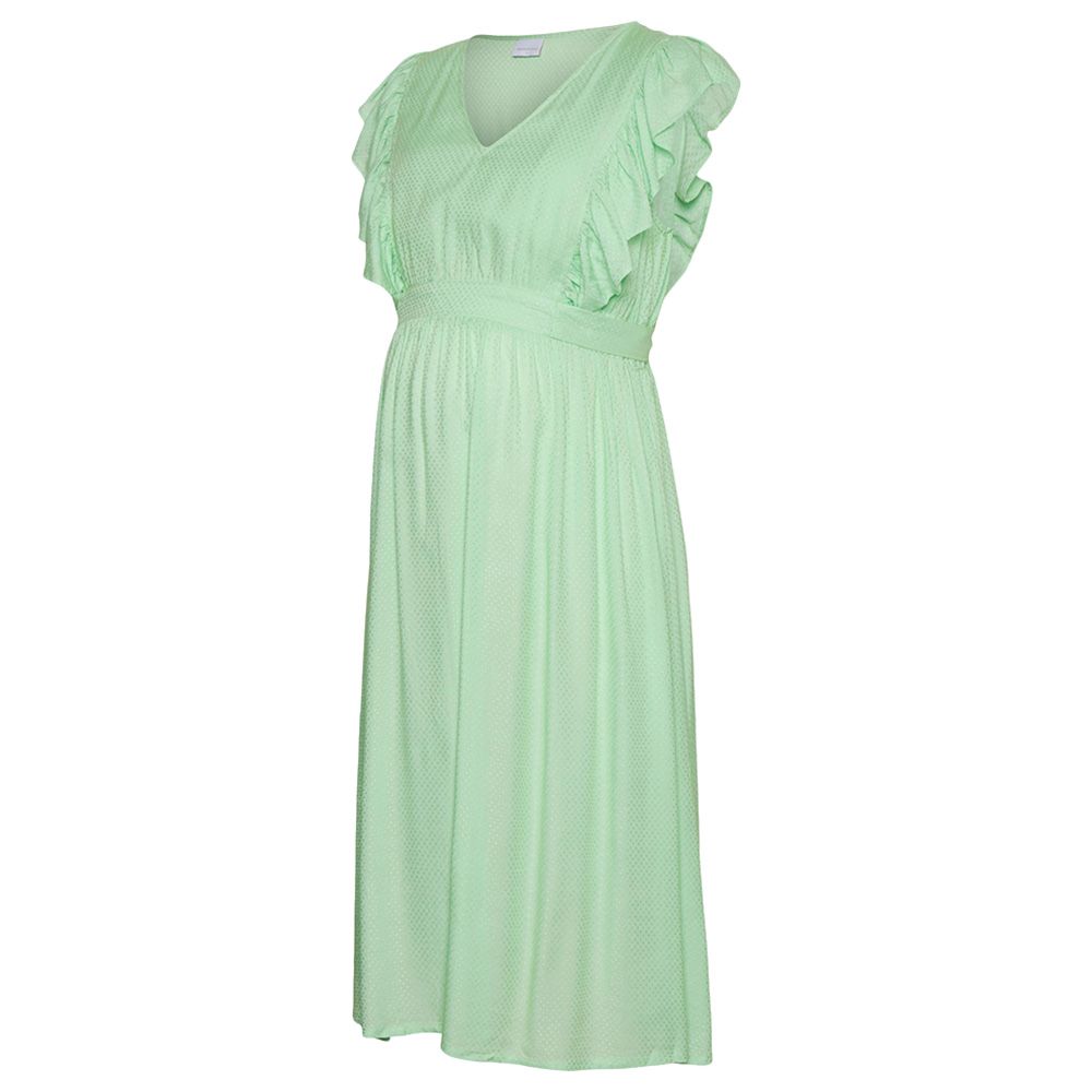 Mamalicious - Mary Frill Sleveless Dress - Green Ash