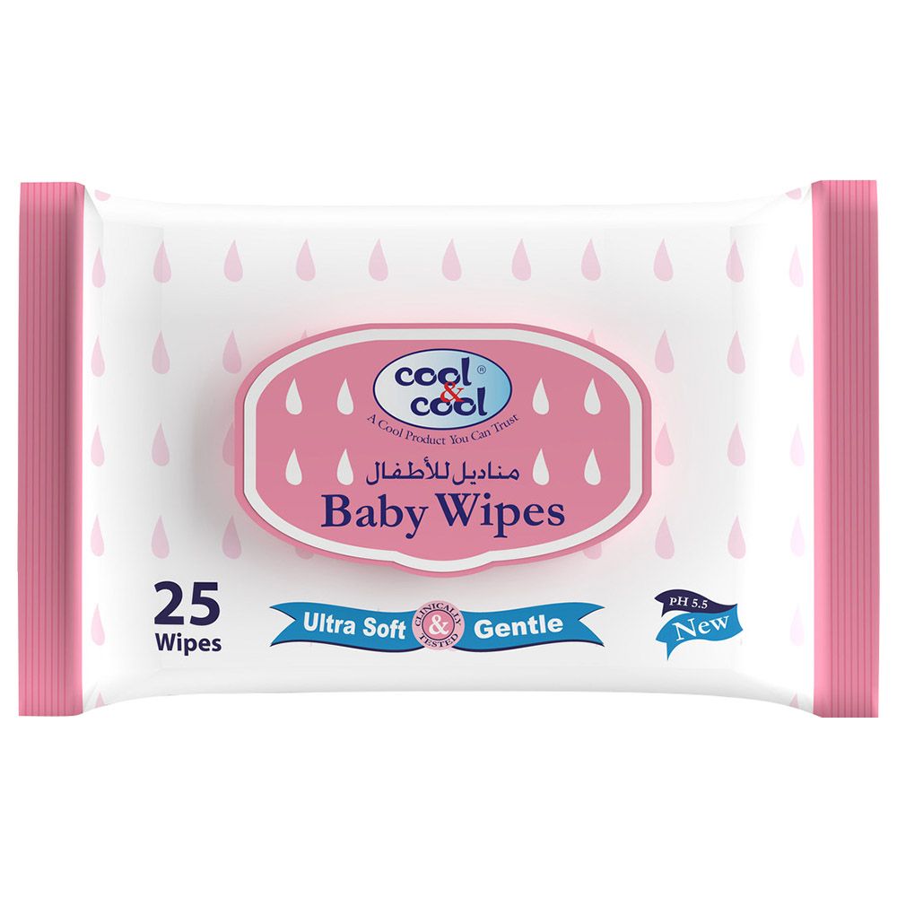 Cool&Cool Baby Wipes Travel Pack, 25's