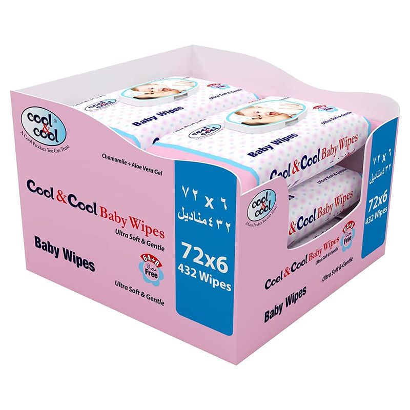 Cool & Cool - Baby Wipes - Pack Of 6 - 432 Wipes