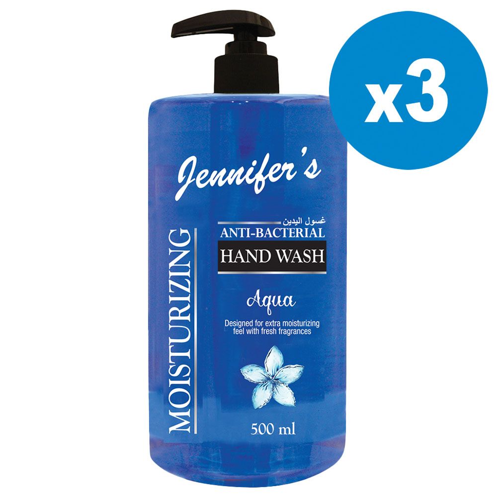 Jennifer's Hand Wash 500ml Aqua x3 1500ml