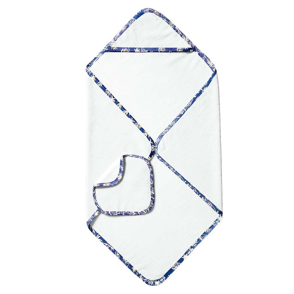 The Baby Atelier - Baby Hooded Towel Set - Floral Blue