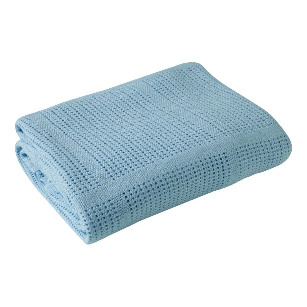 Clair de Lune - Soft Cotton Cellular Pram Blanket - Blue