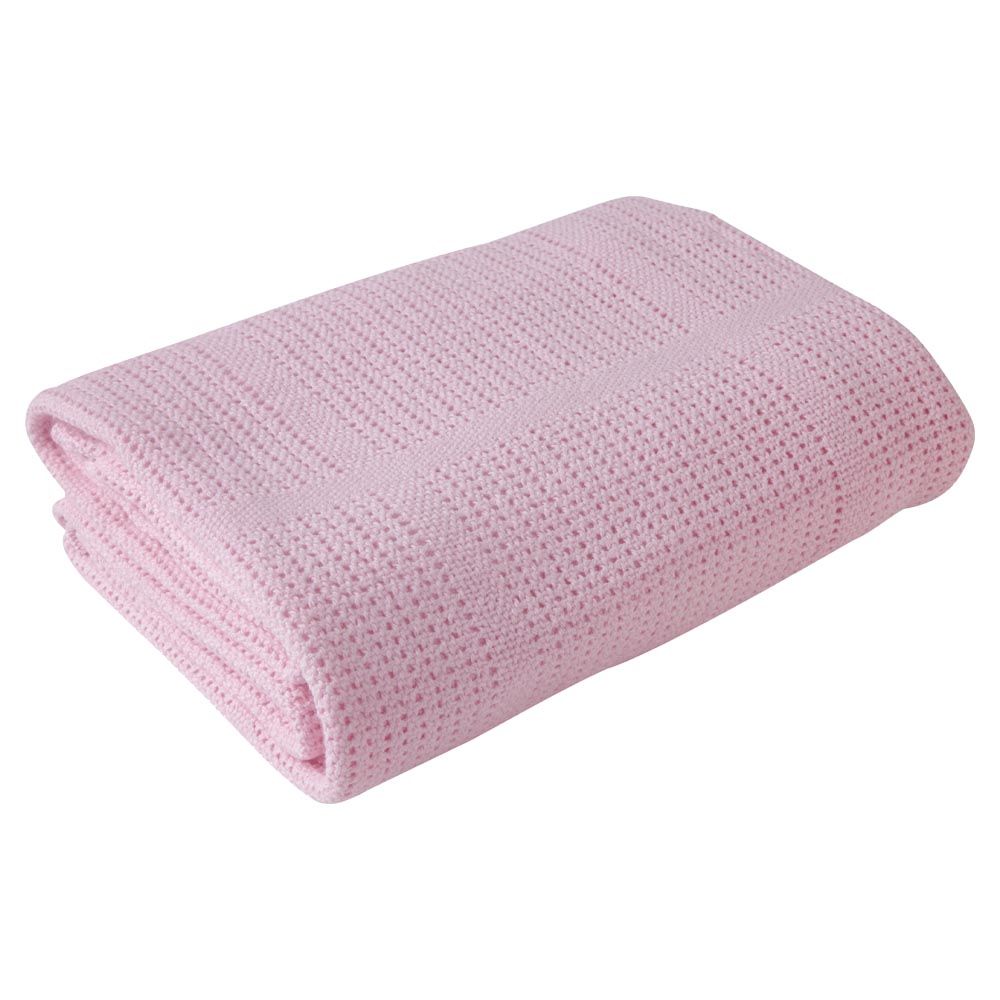 Clair de Lune - Soft Cotton Cellular Pram Blanket - Pink