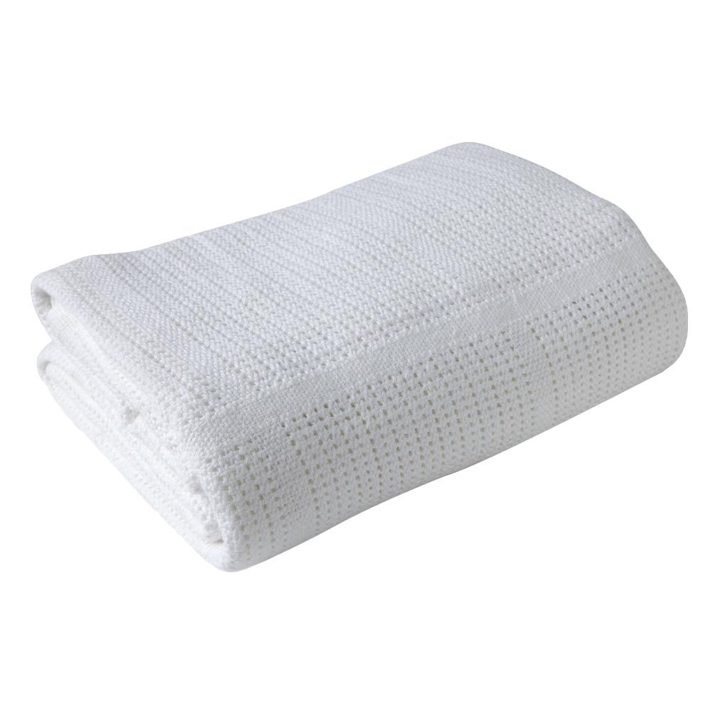 Clair de Lune - Soft Cotton Cellular Pram Blanket - White